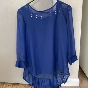 Navy blue flowy dance top